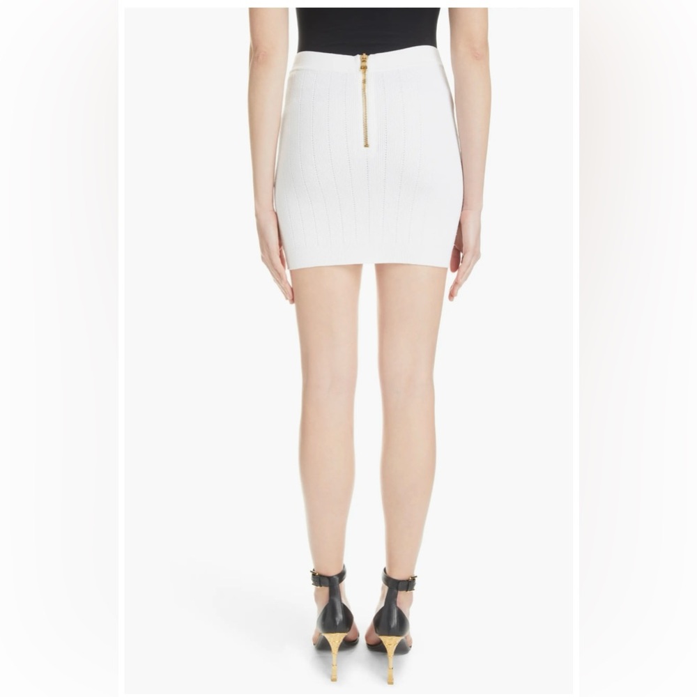 Balmain Button Detail Rib Stitch Skirt - Picture 4 of 7